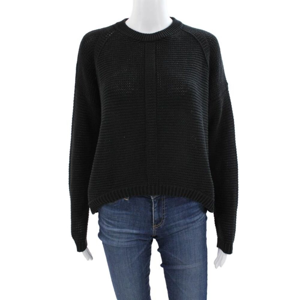 Cotton By Autumn Cashmere Women Black Pullover Sweater Italian Cotton Size S